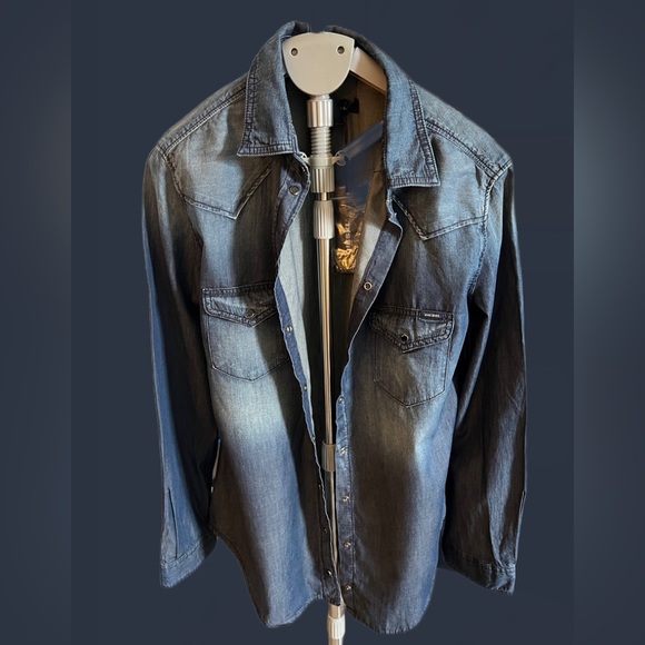 Diesel Shirts Diesel Mens Xl Denim Button Down Shirt With Black Buttons Poshmark